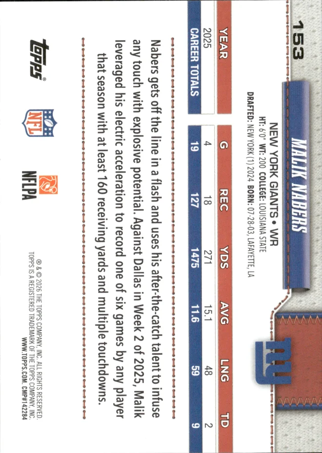 Malik Nabers card back