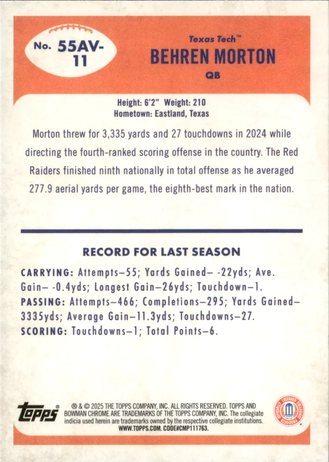 Behren Morton card back