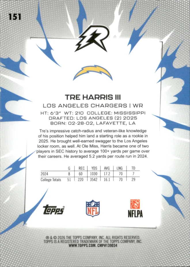 Tre Harris III card back