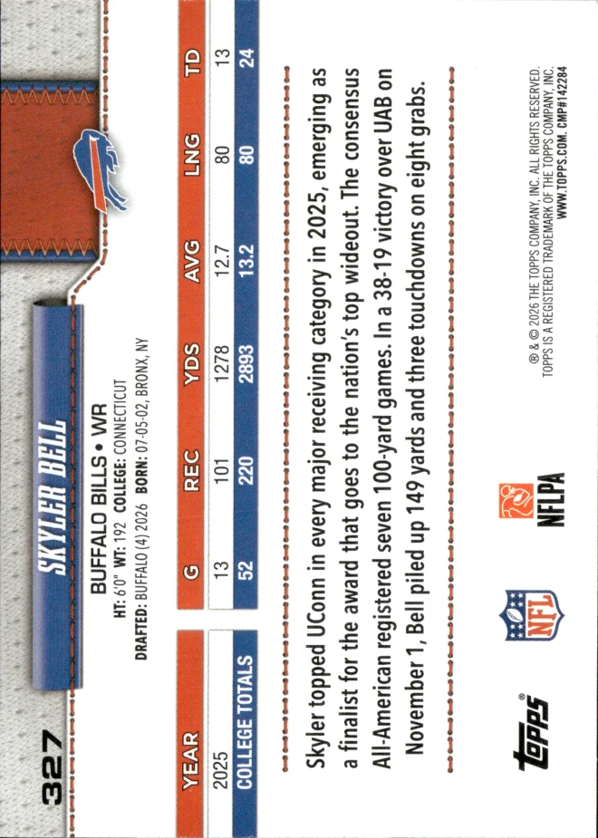 Skyler Bell card back