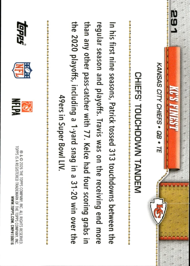 Patrick Mahomes & Travis Kelce card back