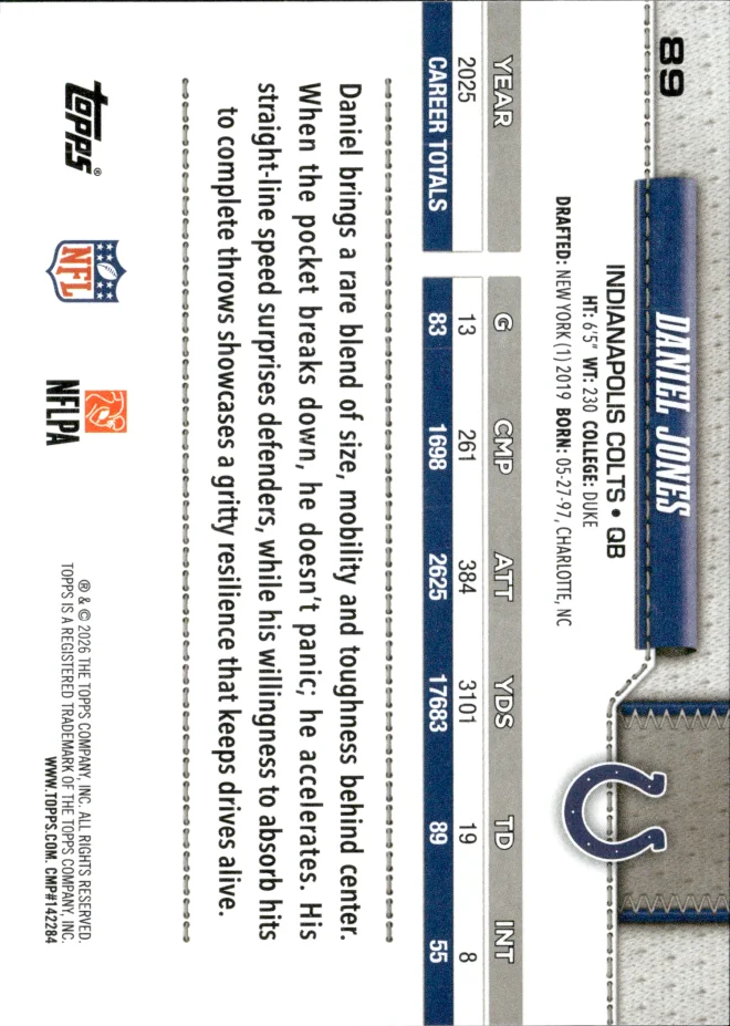 Daniel Jones card back