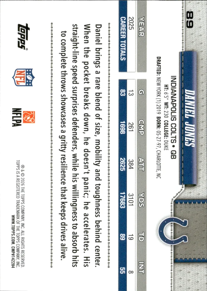 Daniel Jones card back