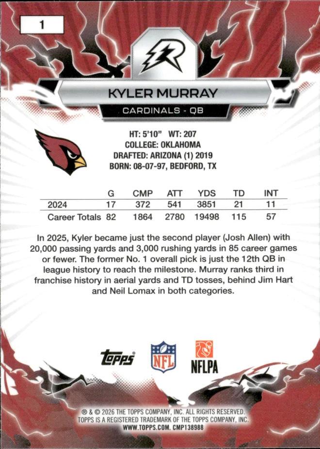 Kyler Murray card back