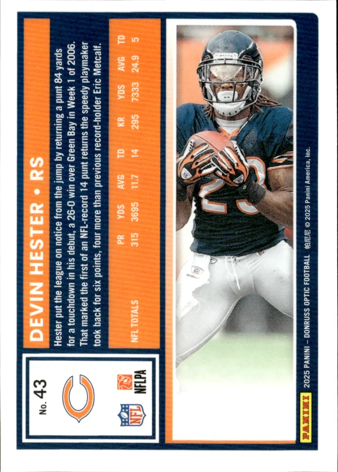 Devin Hester card back
