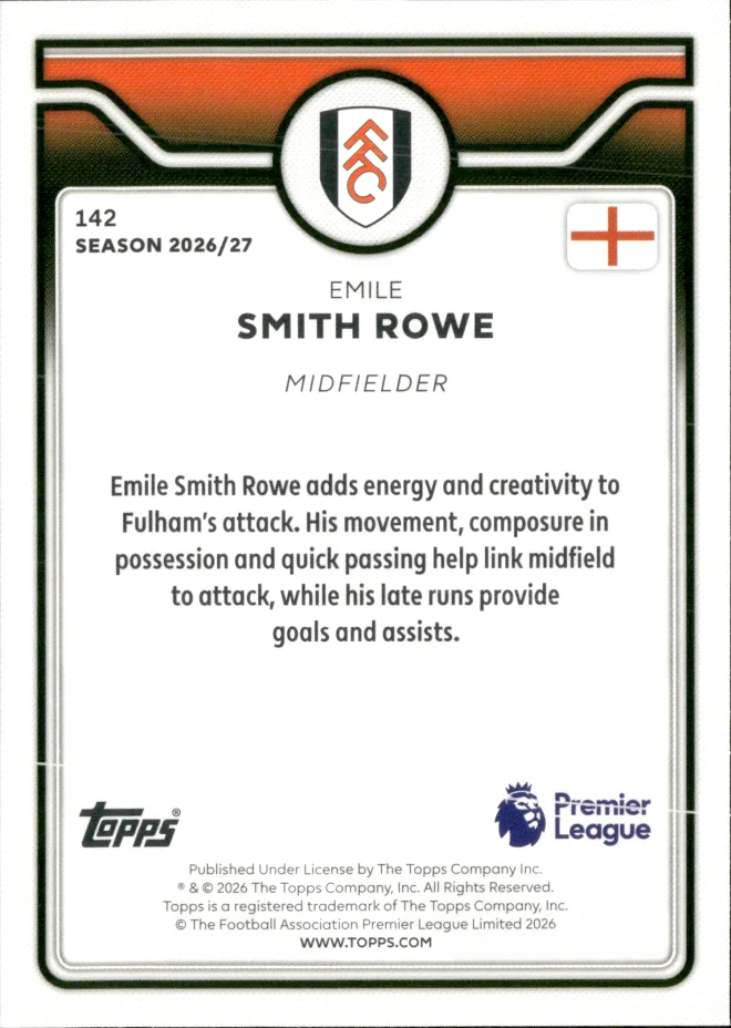 Emile Smith Rowe card back
