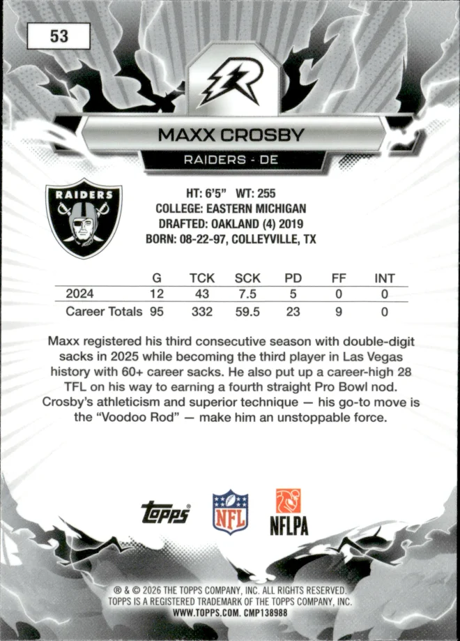 Maxx Crosby card back