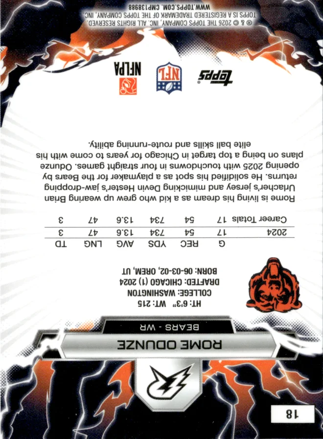 Rome Odunze card back
