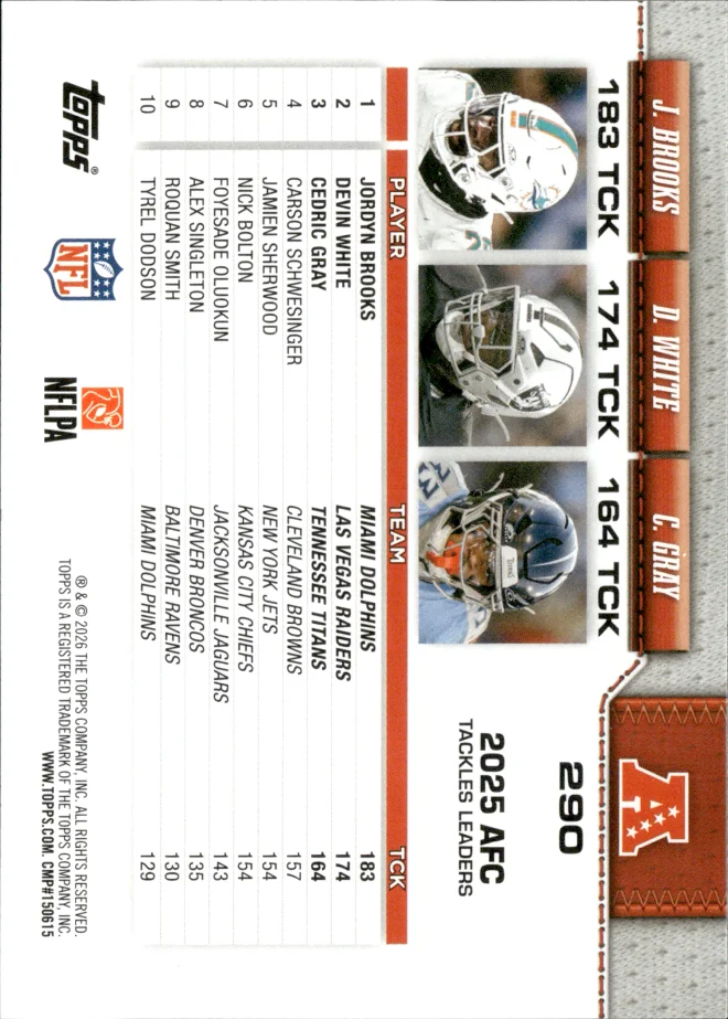 Jordyn Brooks / Devin White / Cedric Gray card back