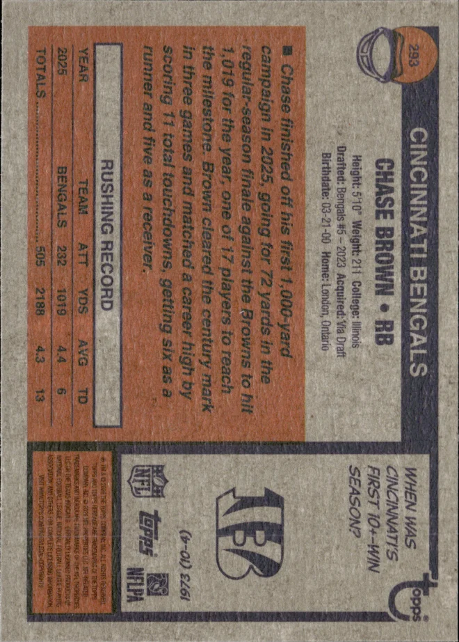 Chase Brown card back