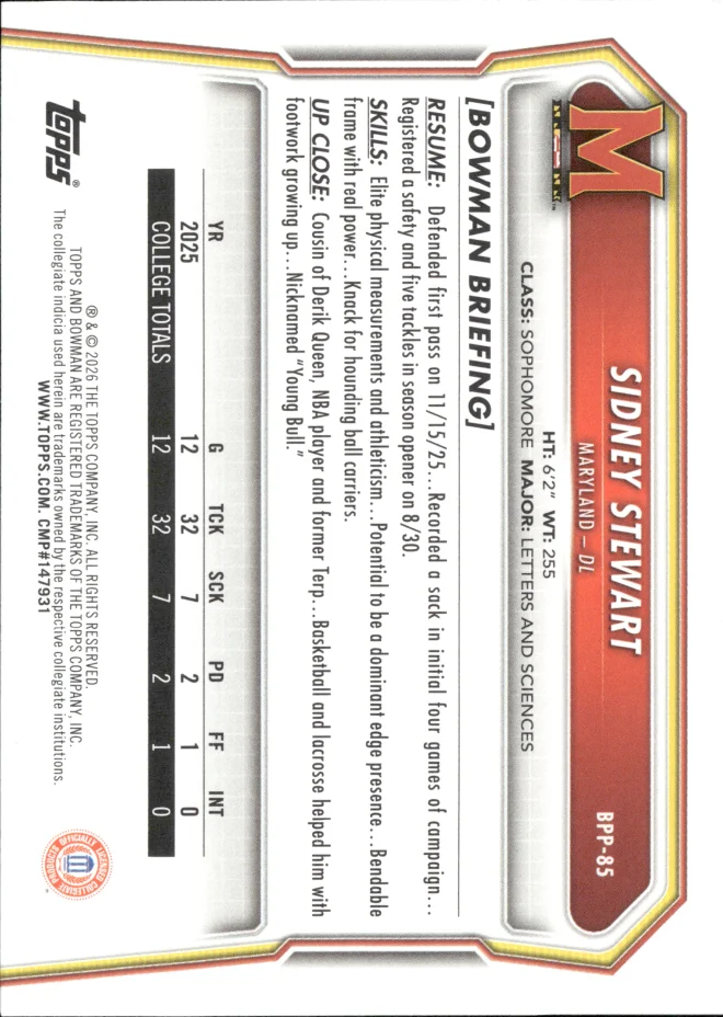 Sidney Stewart card back