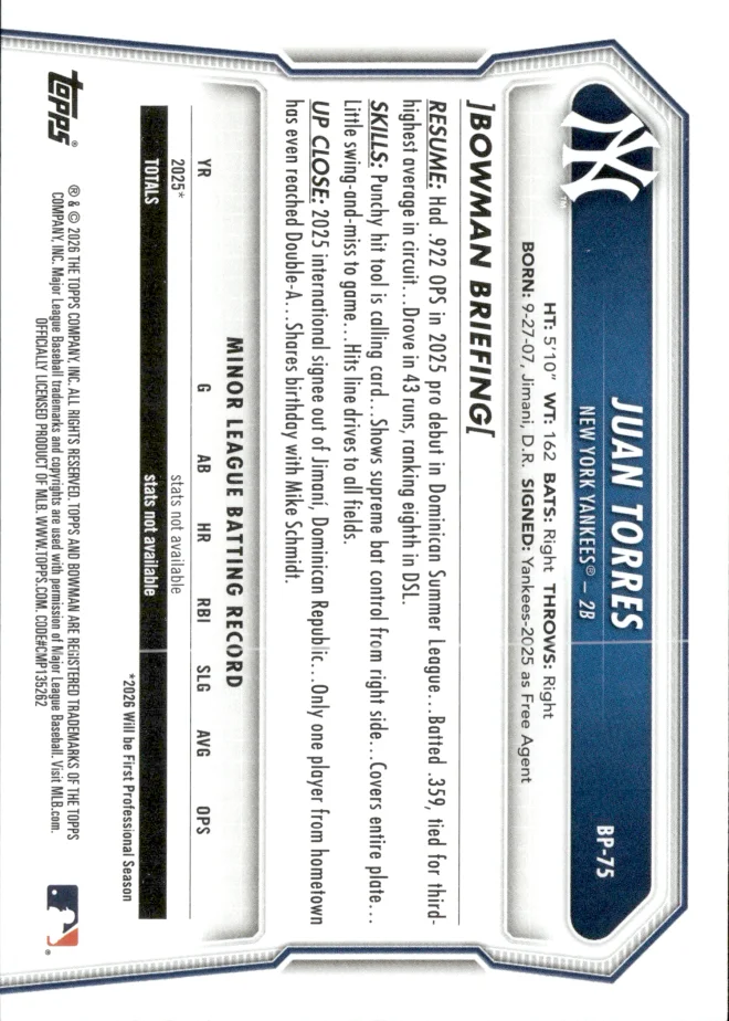 Juan Torres card back