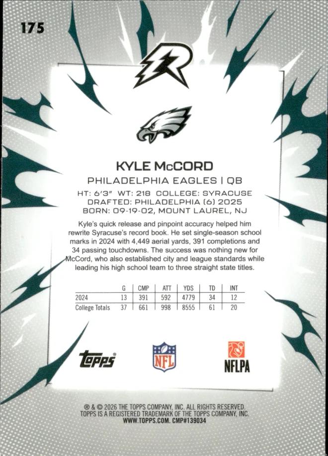 Kyle McCord card back