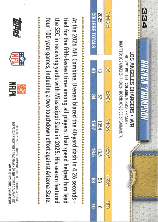 Brenen Thompson card back