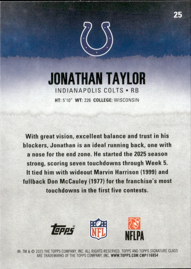 Jonathan Taylor card back