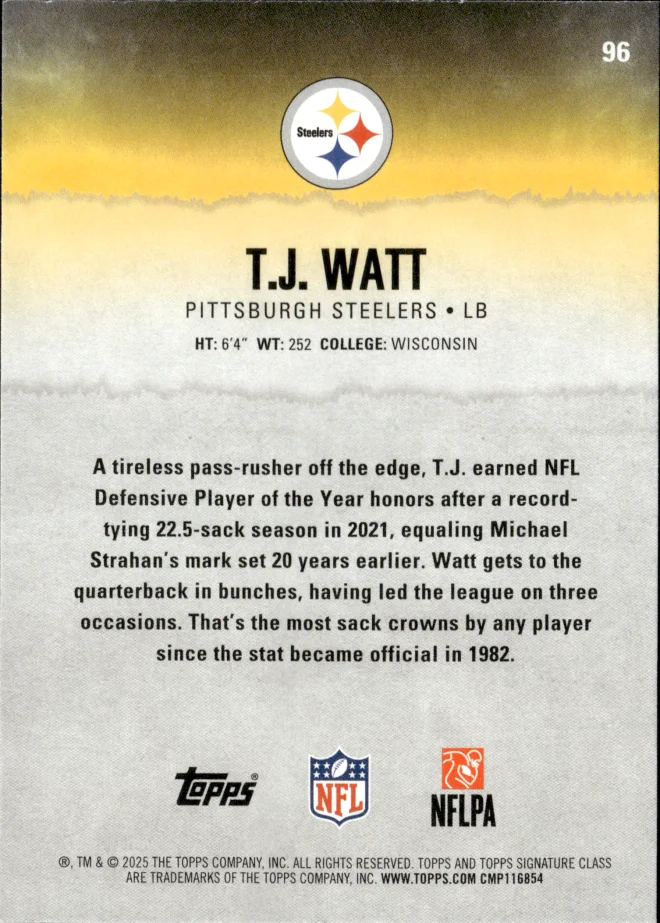 T.J. Watt card back