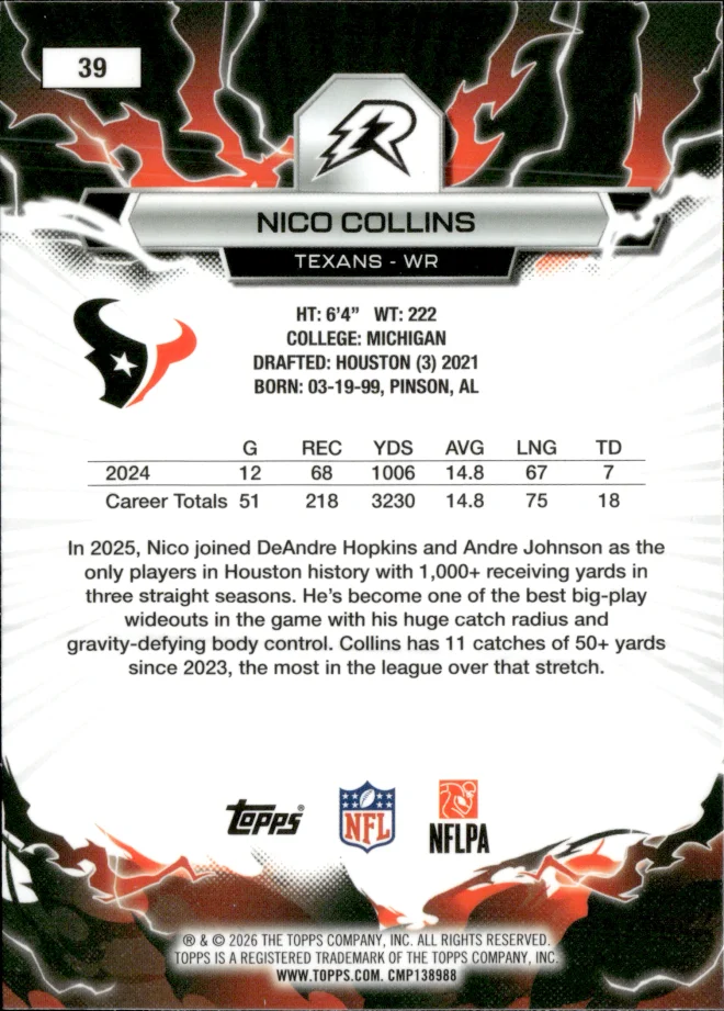 Nico Collins card back