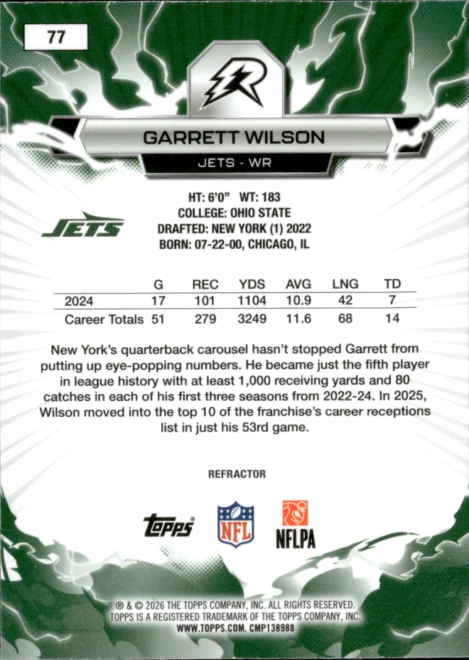 Garrett Wilson card back