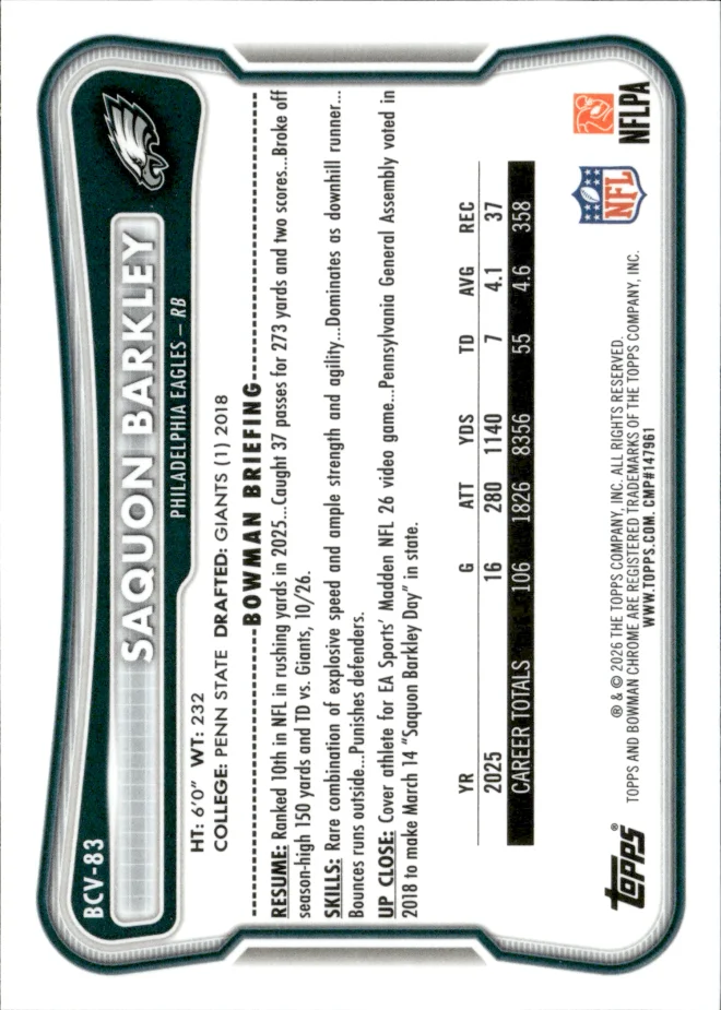 Saquon Barkley card back