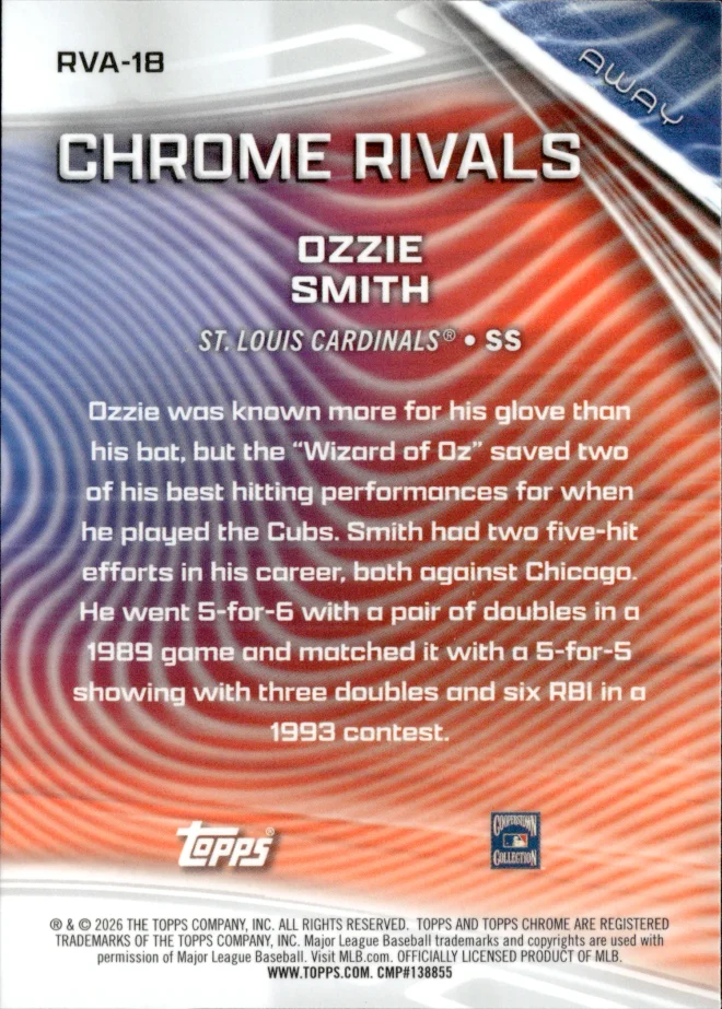 Ozzie Smith card back