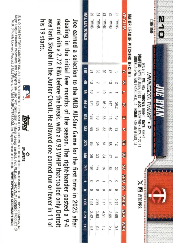 Joe Ryan card back