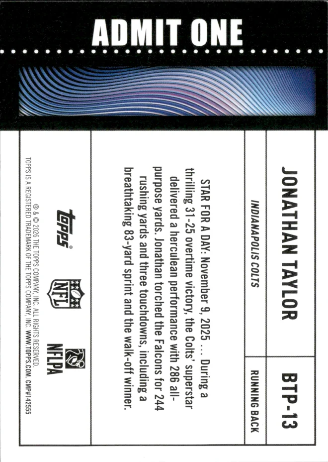 Jonathan Taylor card back