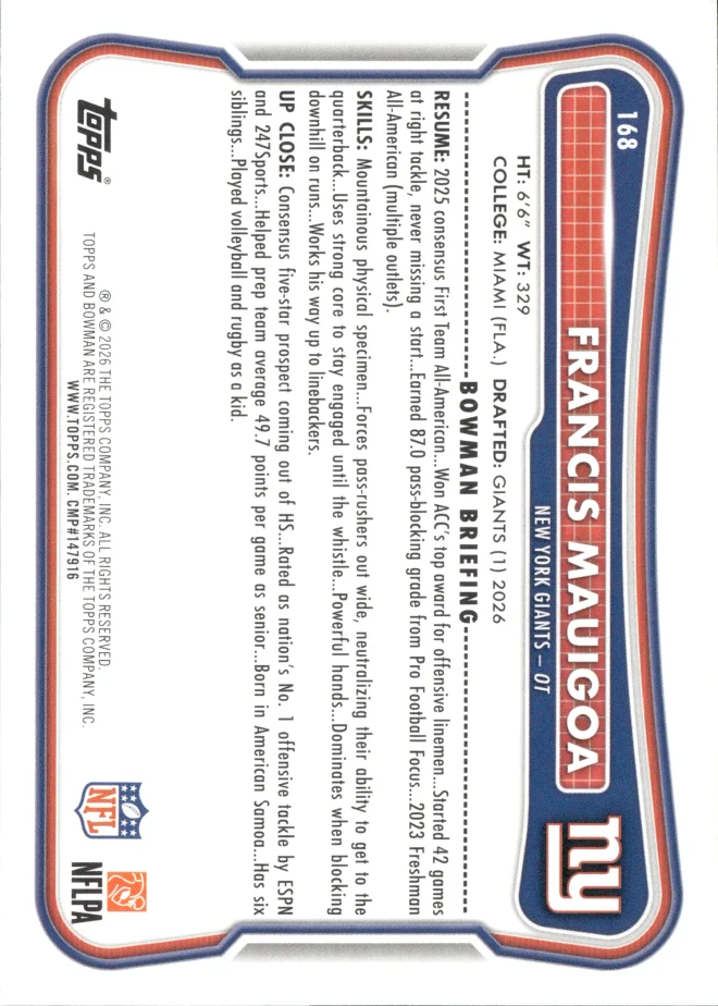 Francis Mauigoa card back
