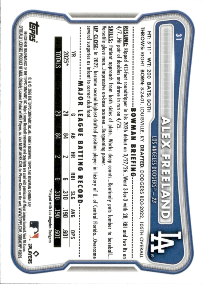Alex Freeland card back