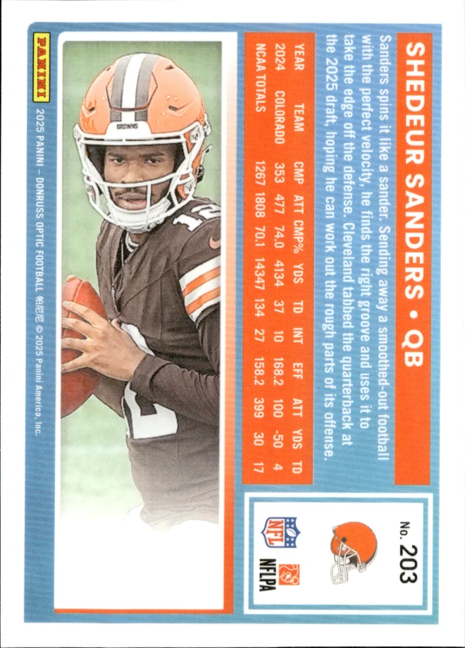 Shedeur Sanders card back