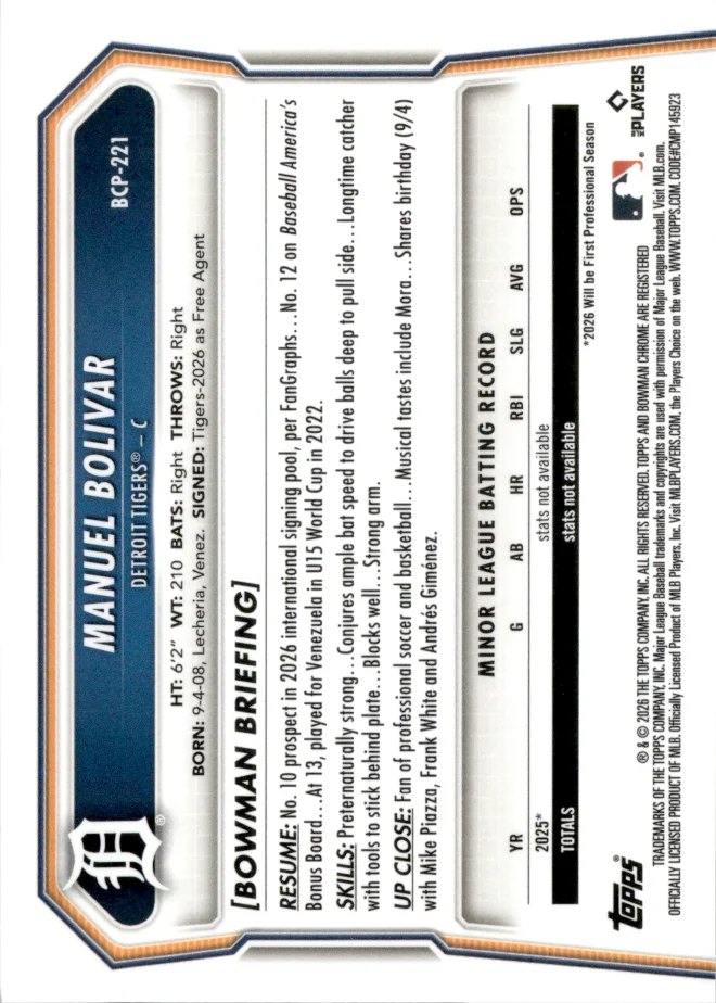 Manuel Bolivar card back