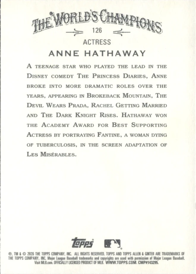 Anne Hathaway card back