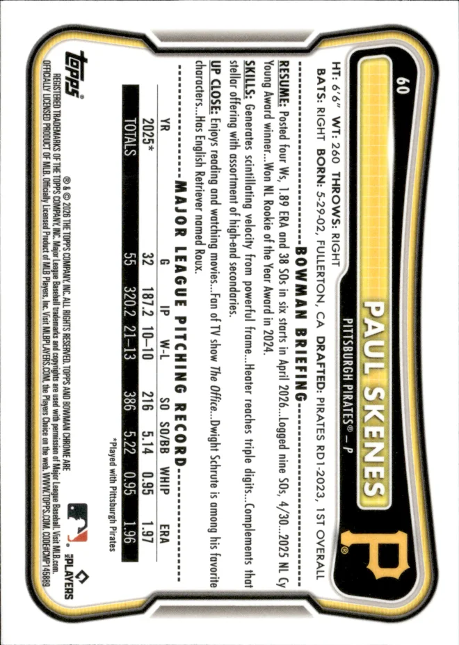 Paul Skenes card back