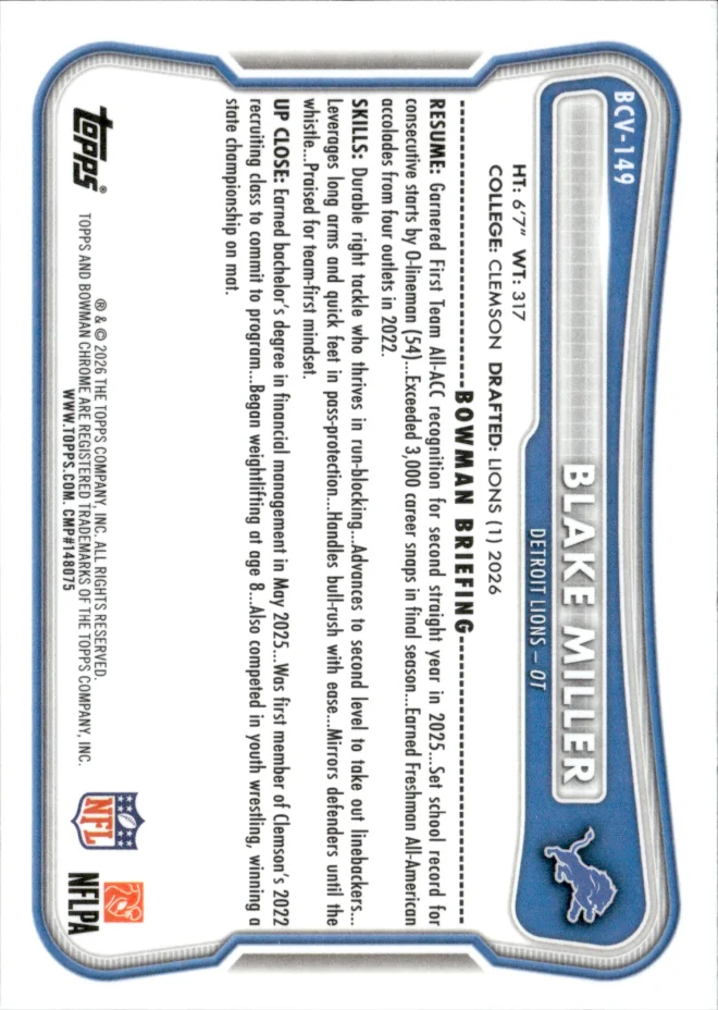 Blake Miller card back