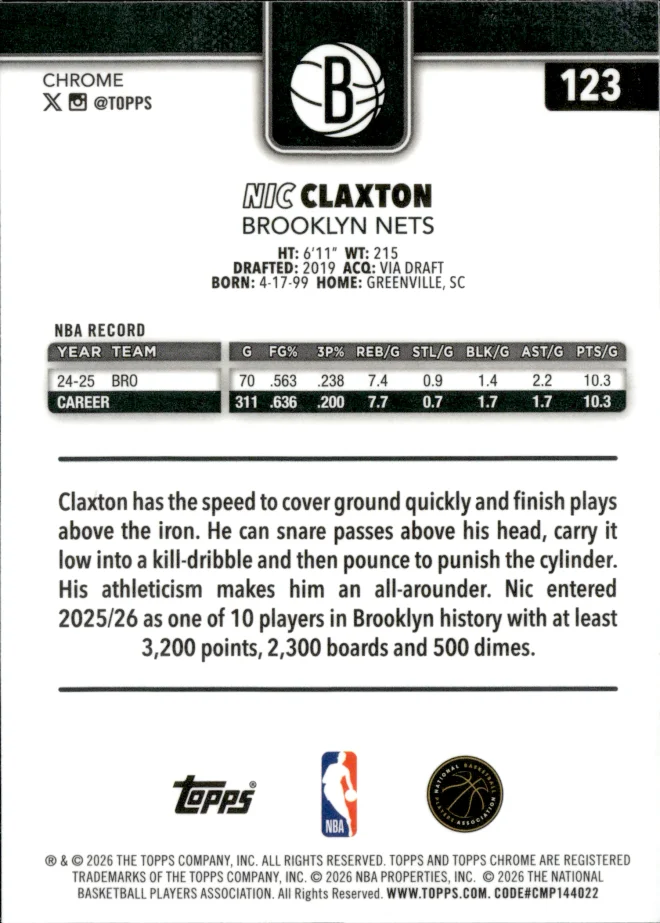 Nic Claxton card back