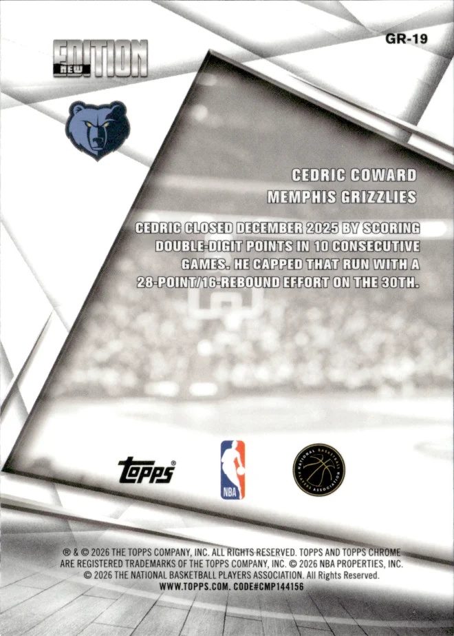 Cedric Coward card back