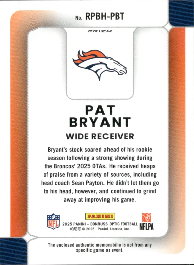 Pat Bryant card back