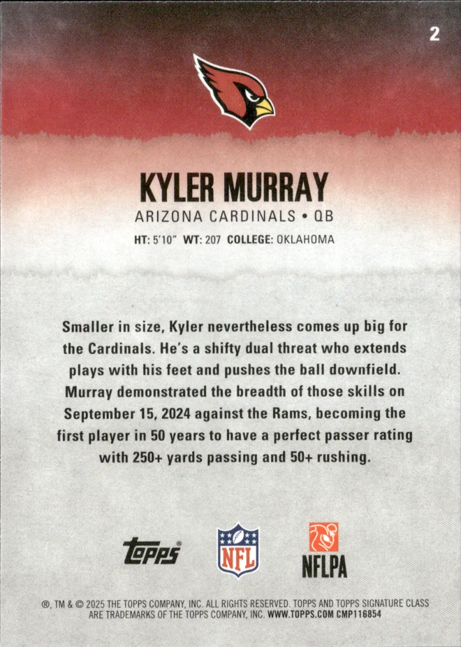 Kyler Murray card back