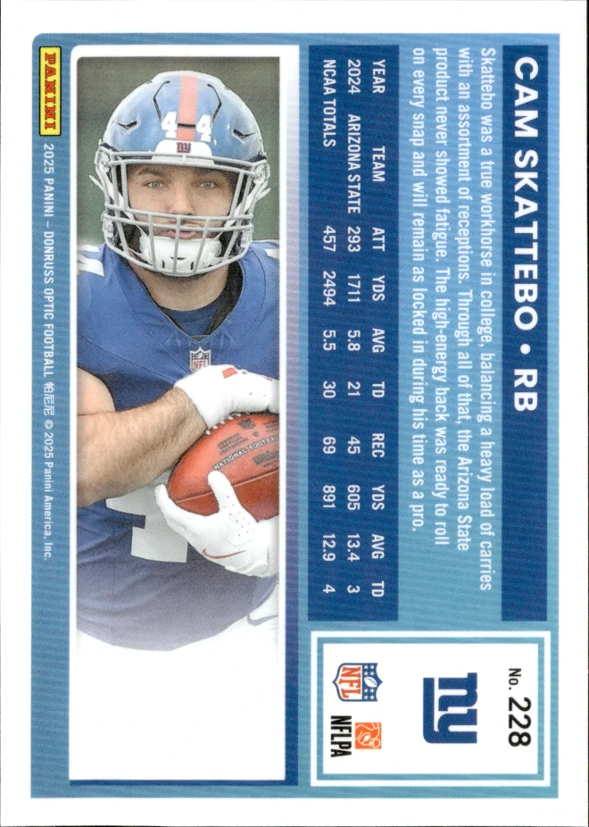 Cam Skattebo card back