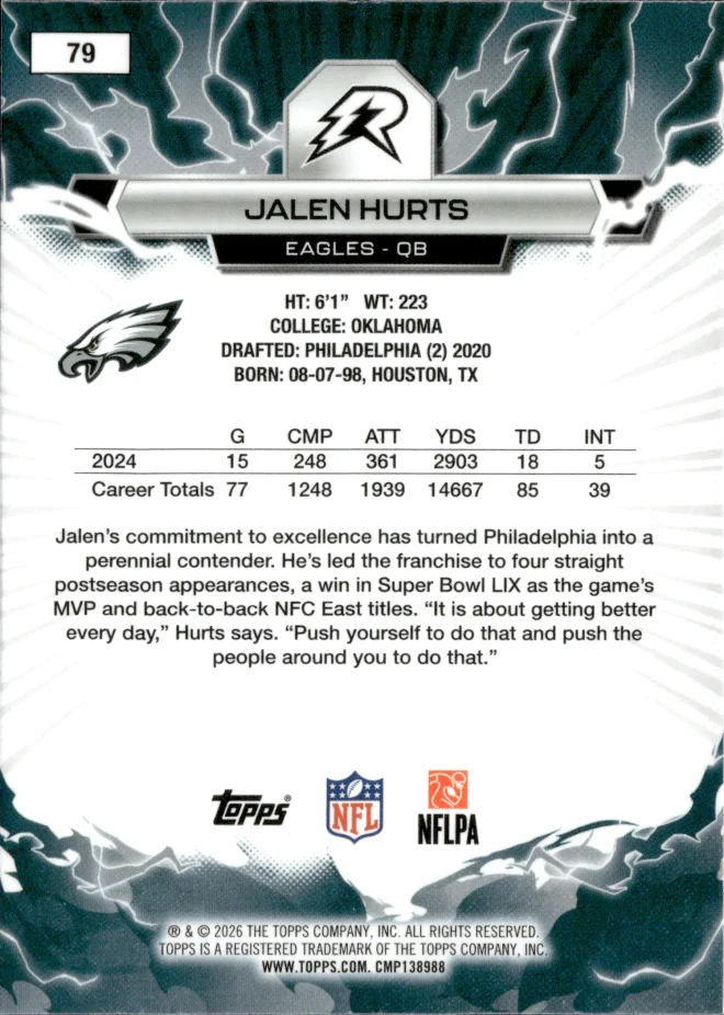 Jalen Hurts card back