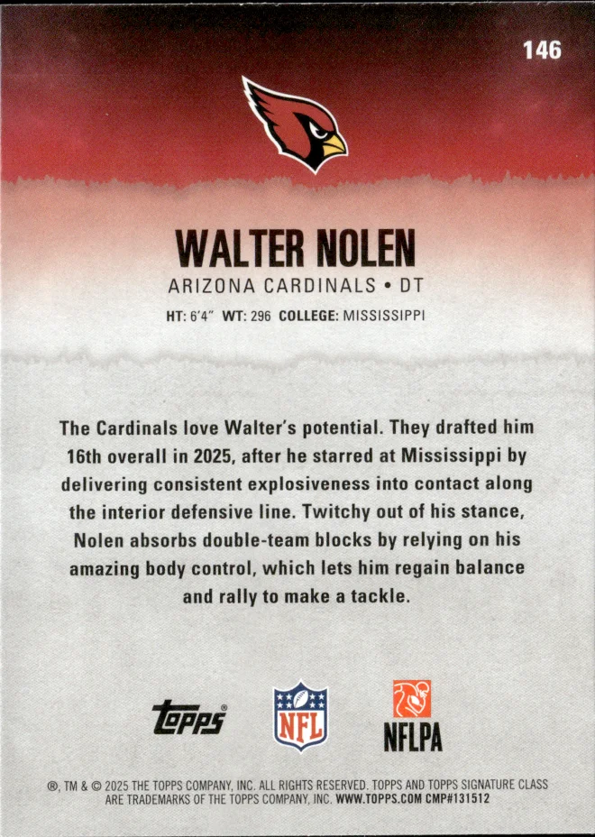 Walter Nolen card back