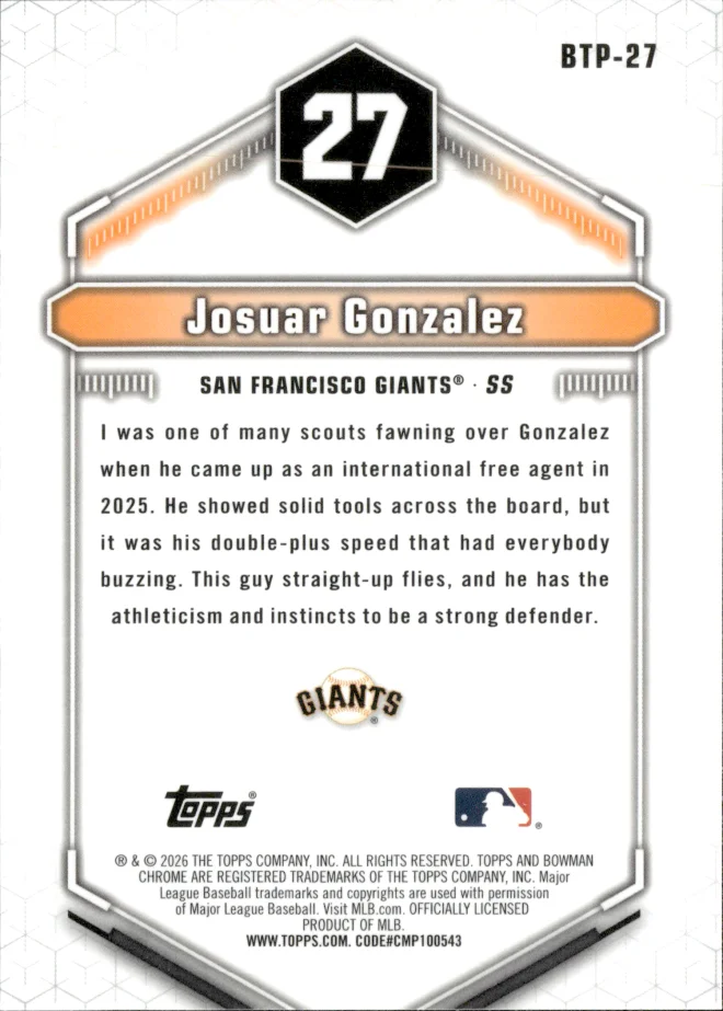 Josuar Gonzalez card back