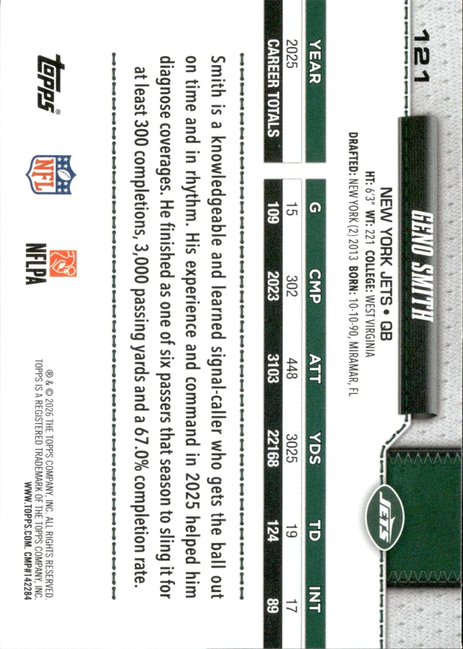 Geno Smith card back