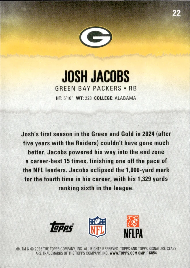 Josh Jacobs card back
