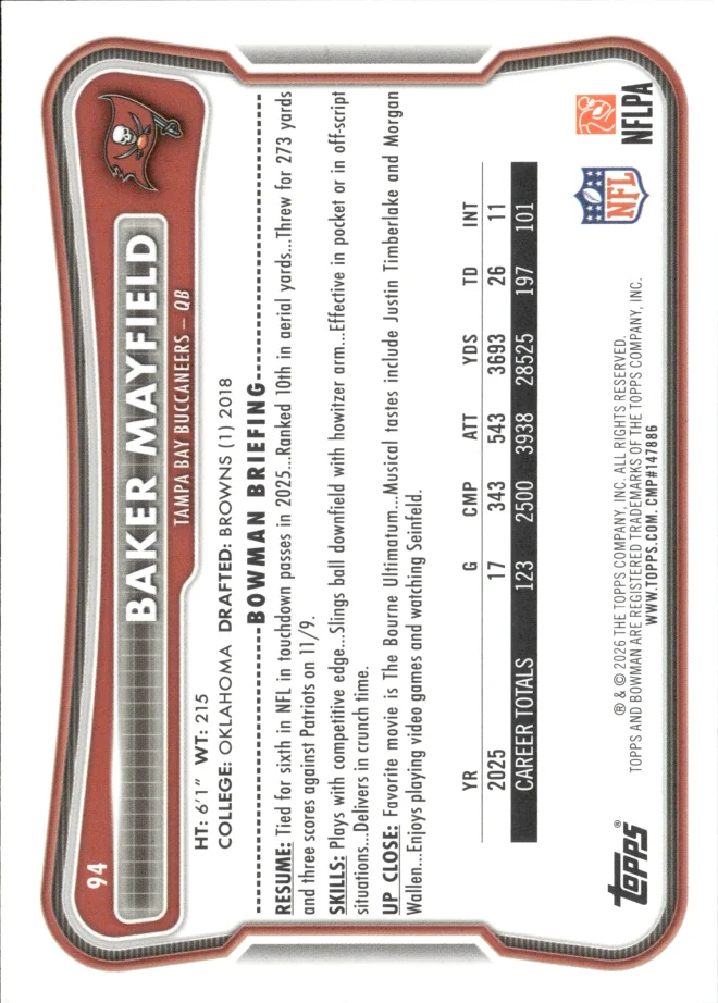 Baker Mayfield card back