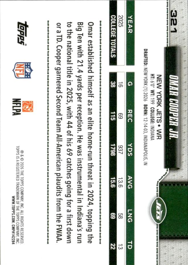 Omar Cooper Jr. card back