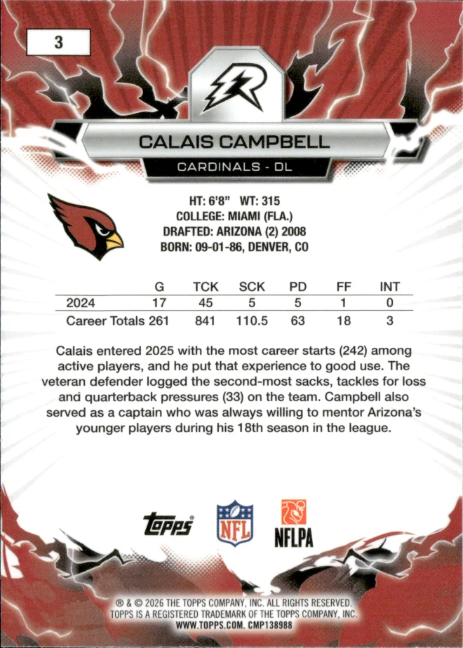 Calais Campbell card back
