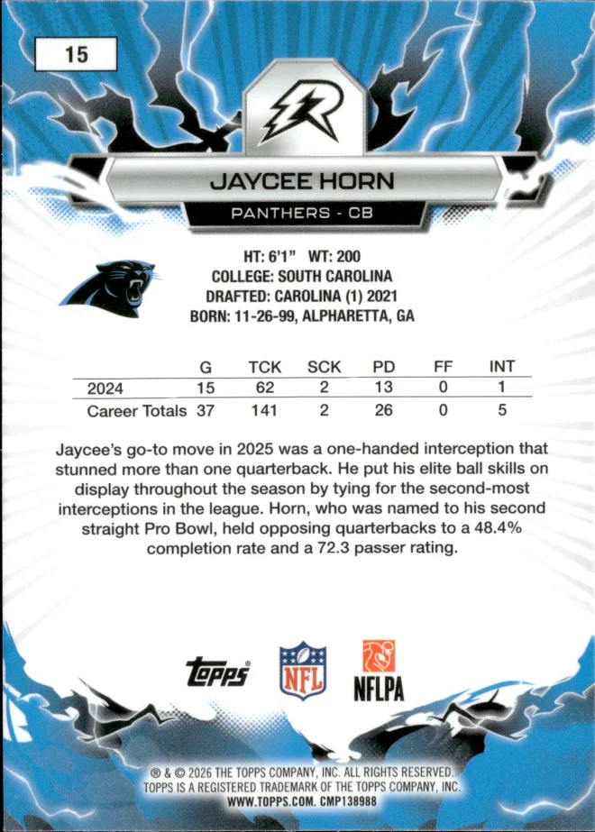 Jaycee Horn card back