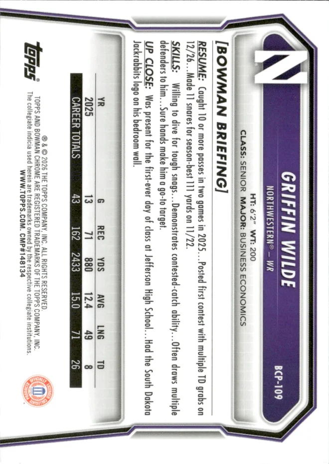 Griffin Wilde card back