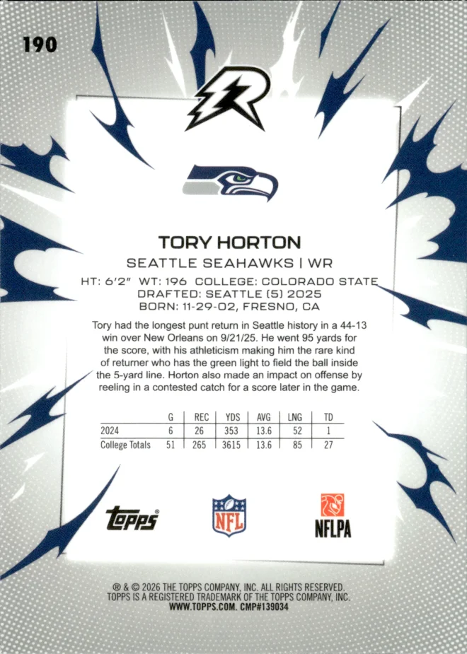 Tory Horton card back