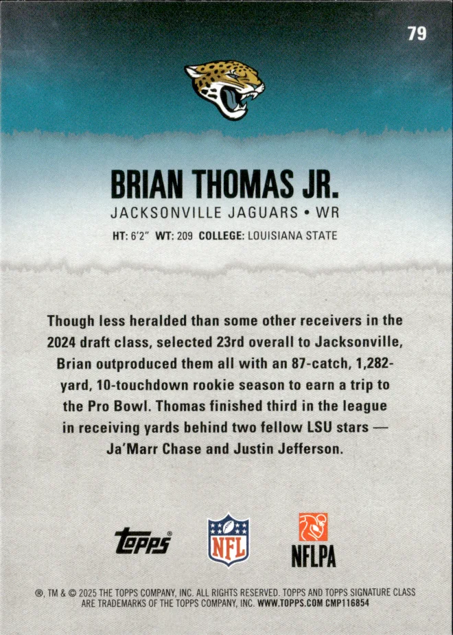 Brian Thomas Jr. card back